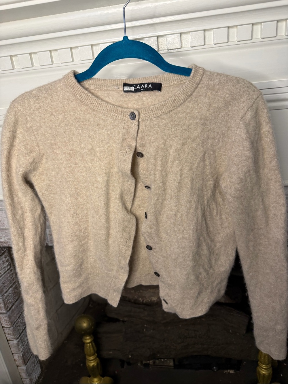 CAARA 100% Cashmere Cardigan Sweater XS Oatmeal